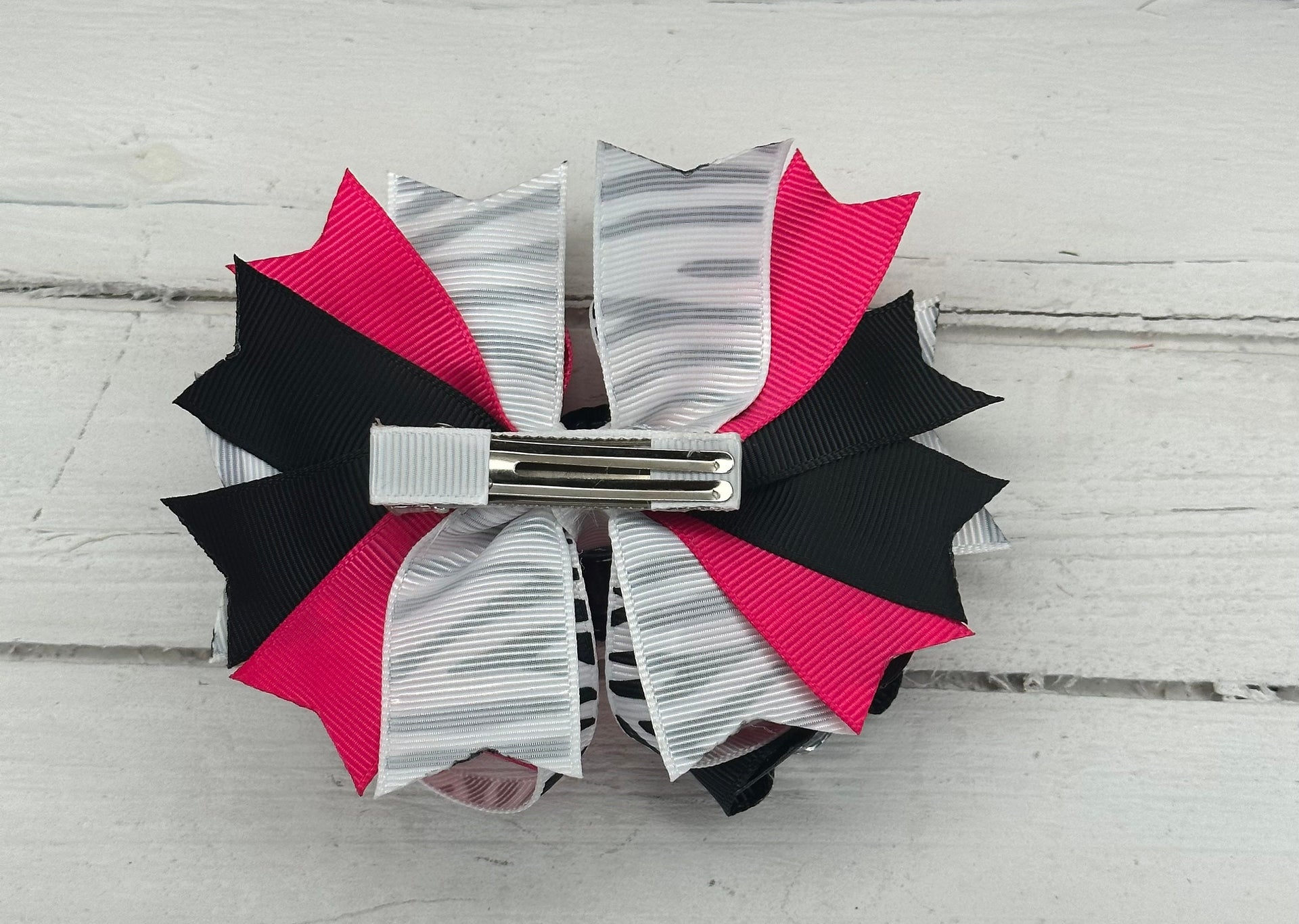 Zebra print mouse inspired boutique hair bow