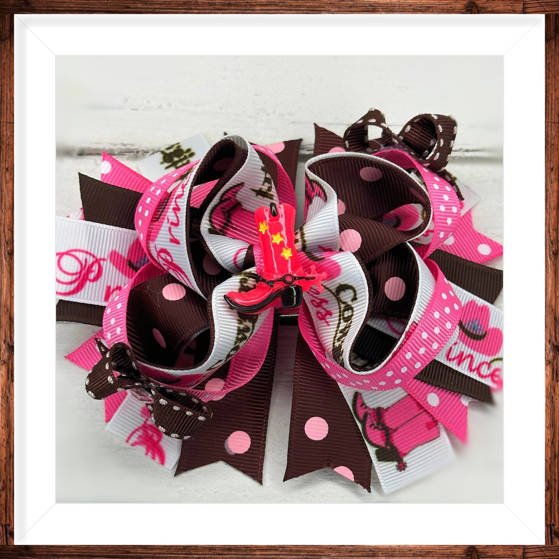 Girls cowboy boots grosgrain hair bow