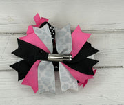 Grosgrain leopard print mouse hair bow