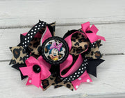 Grosgrain leopard print mouse hair bow
