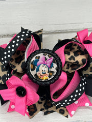 Grosgrain leopard print mouse hair bow