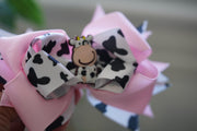 little cow crossgrain hair bow for little girls!