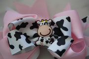 little cow crossgrain hair bow for little girls!