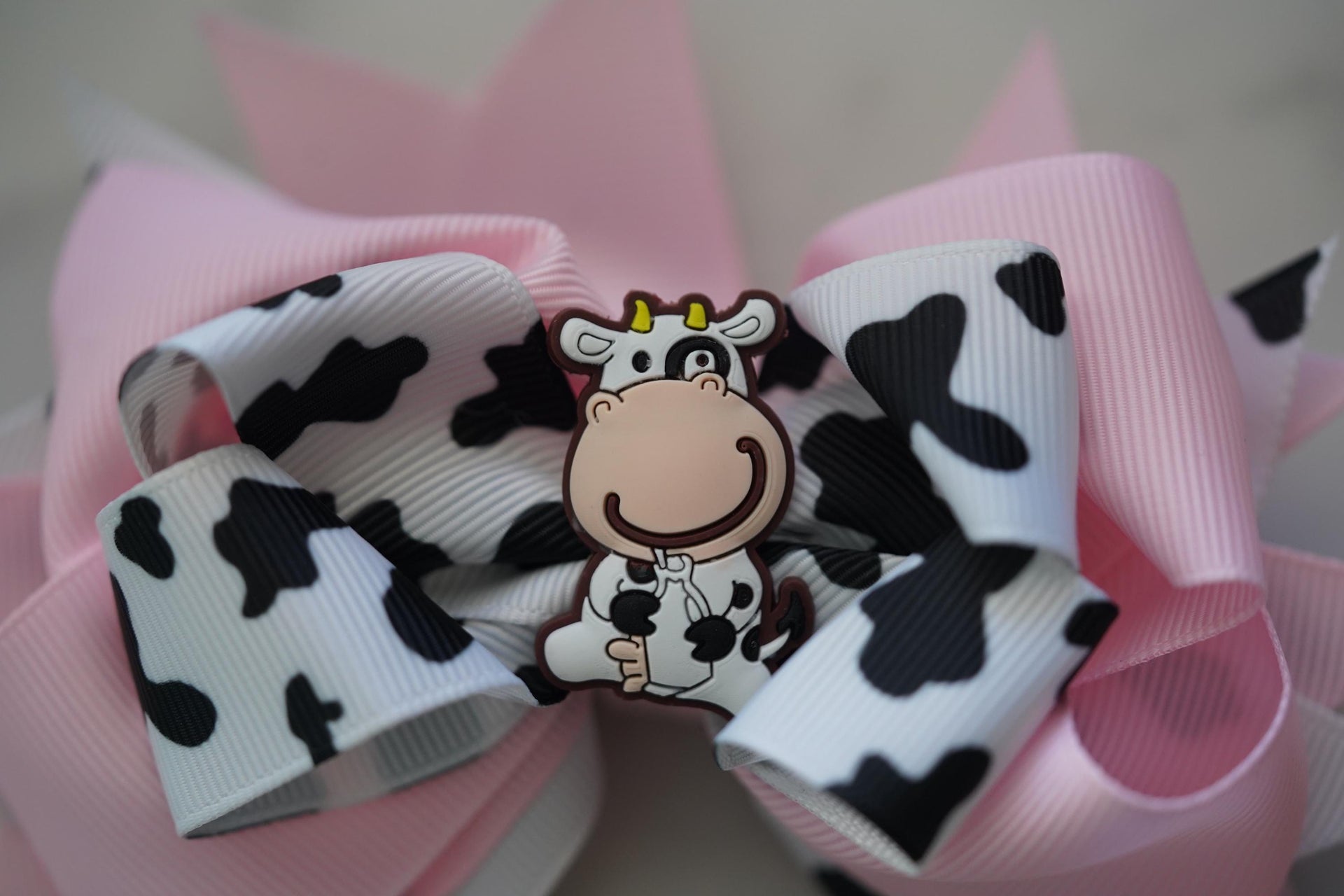 little cow crossgrain hair bow for little girls!