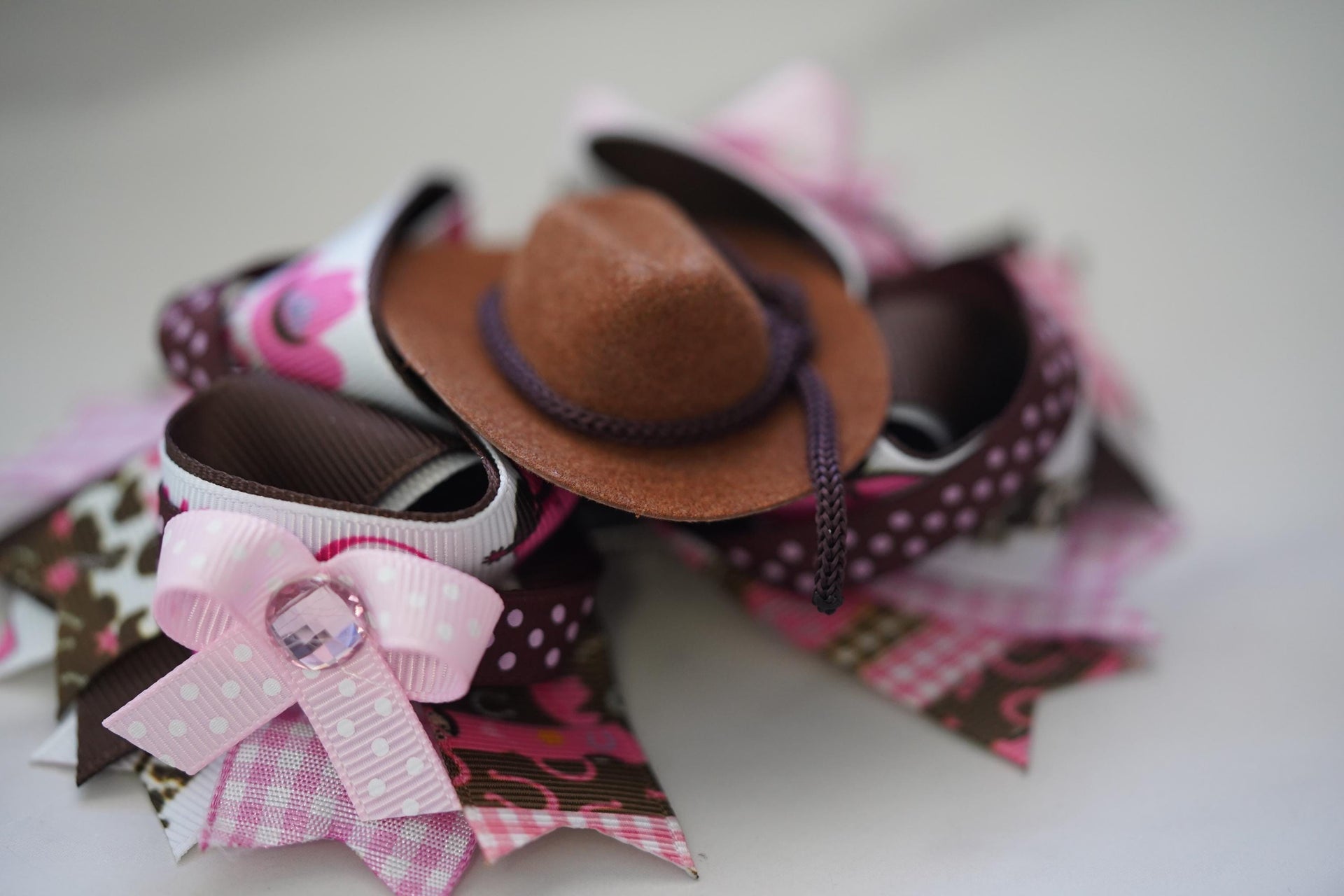 Cowboy hat grosgrain hair bow