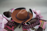 Cowboy hat grosgrain hair bow