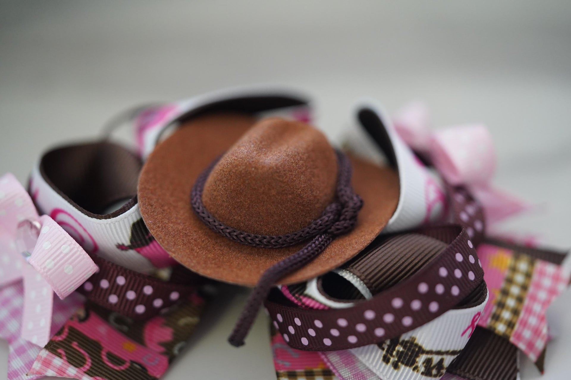 Cowboy hat grosgrain hair bow