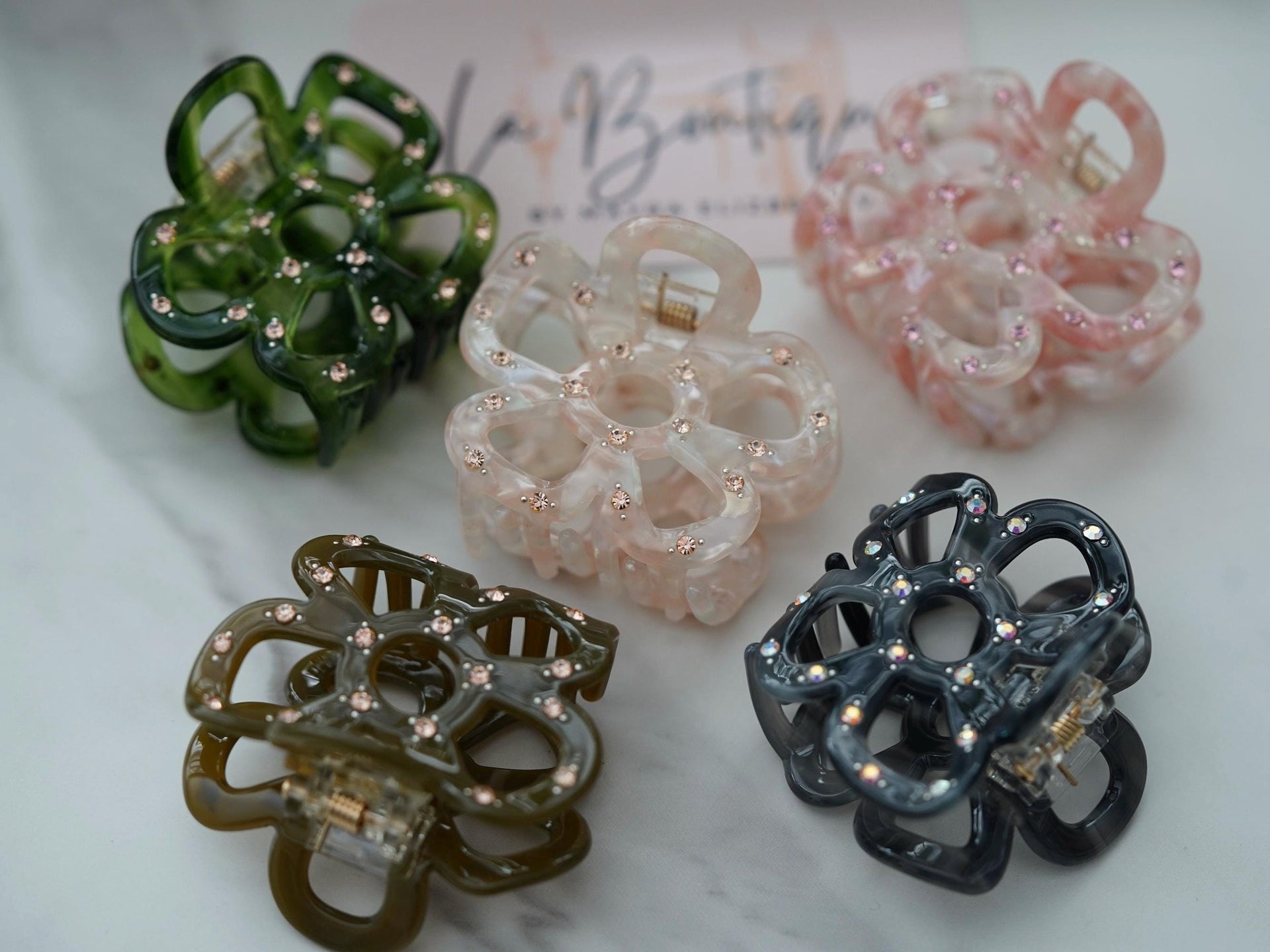 flower crystal hair claws