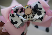 little cow crossgrain hair bow for little girls!