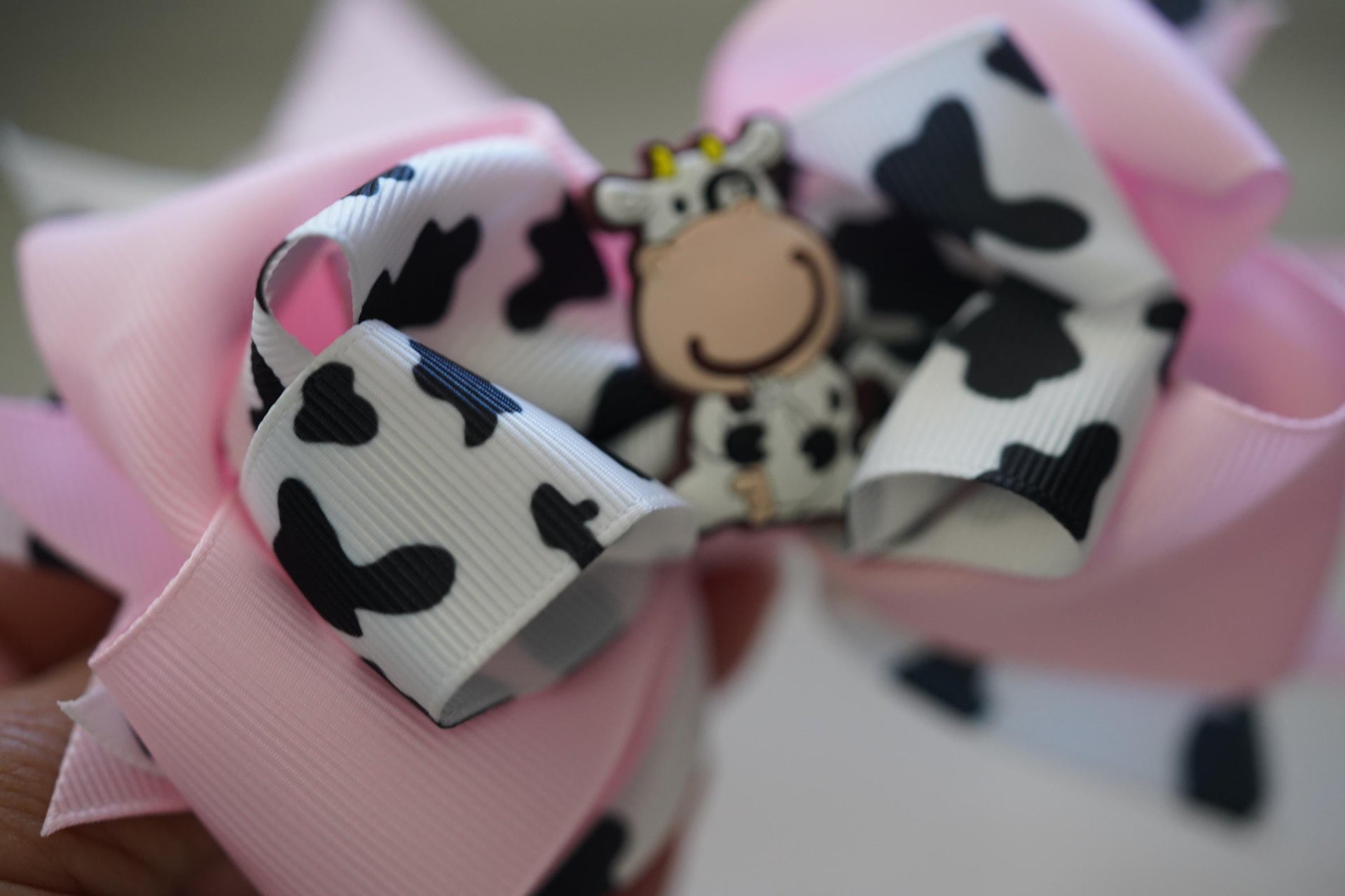 little cow crossgrain hair bow for little girls!