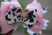 little cow crossgrain hair bow for little girls!