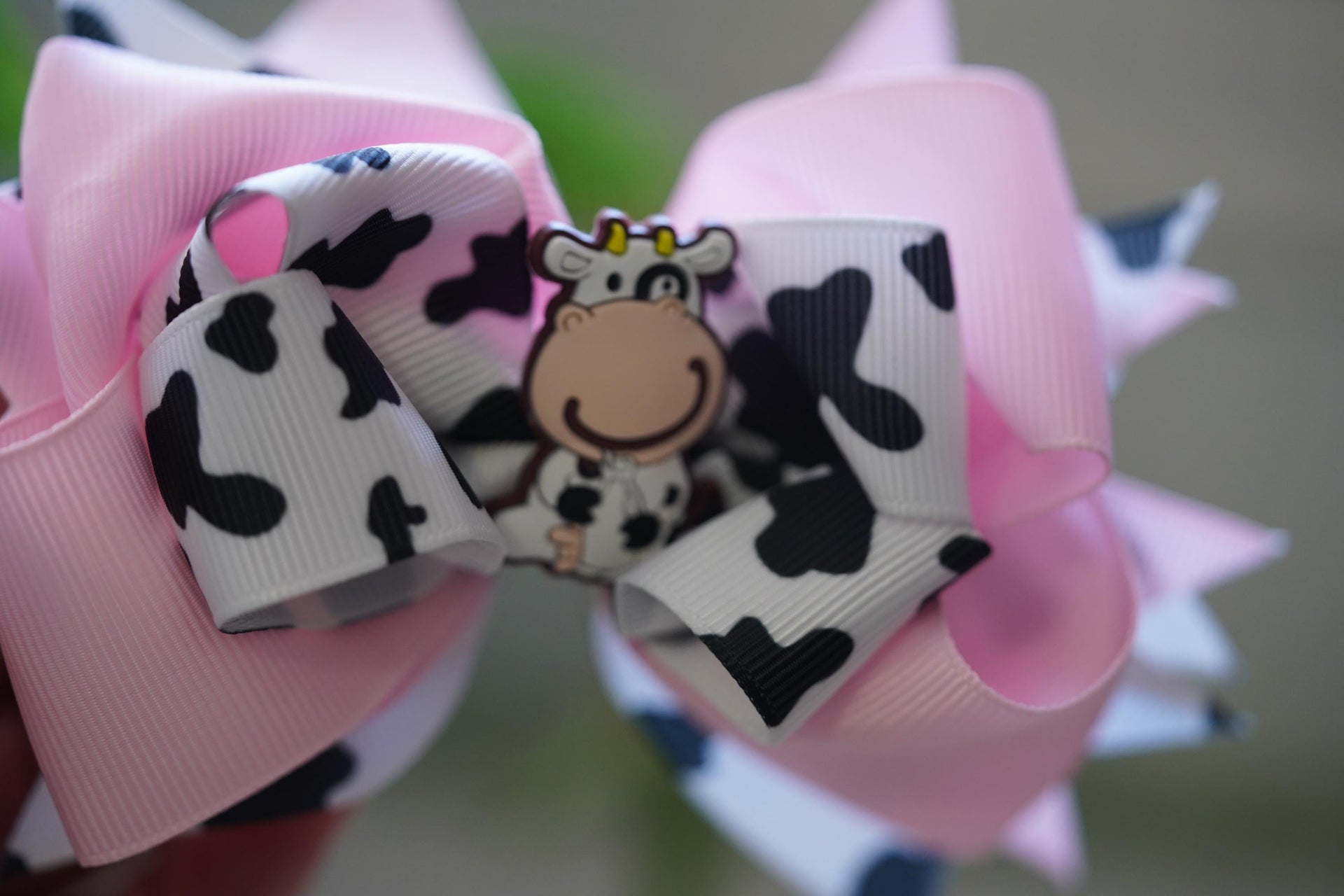 little cow crossgrain hair bow for little girls!