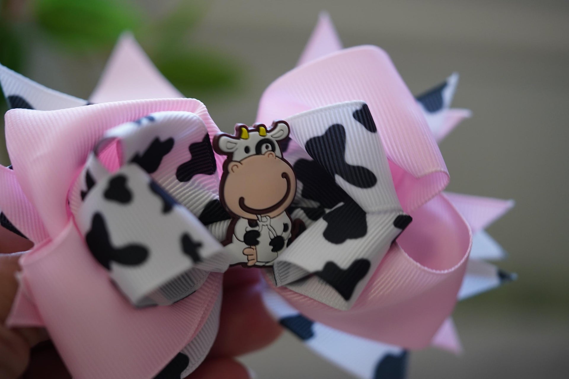 little cow crossgrain hair bow for little girls!