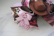 Cowboy hat grosgrain hair bow