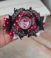 Zebra print mouse inspired boutique hair bow
